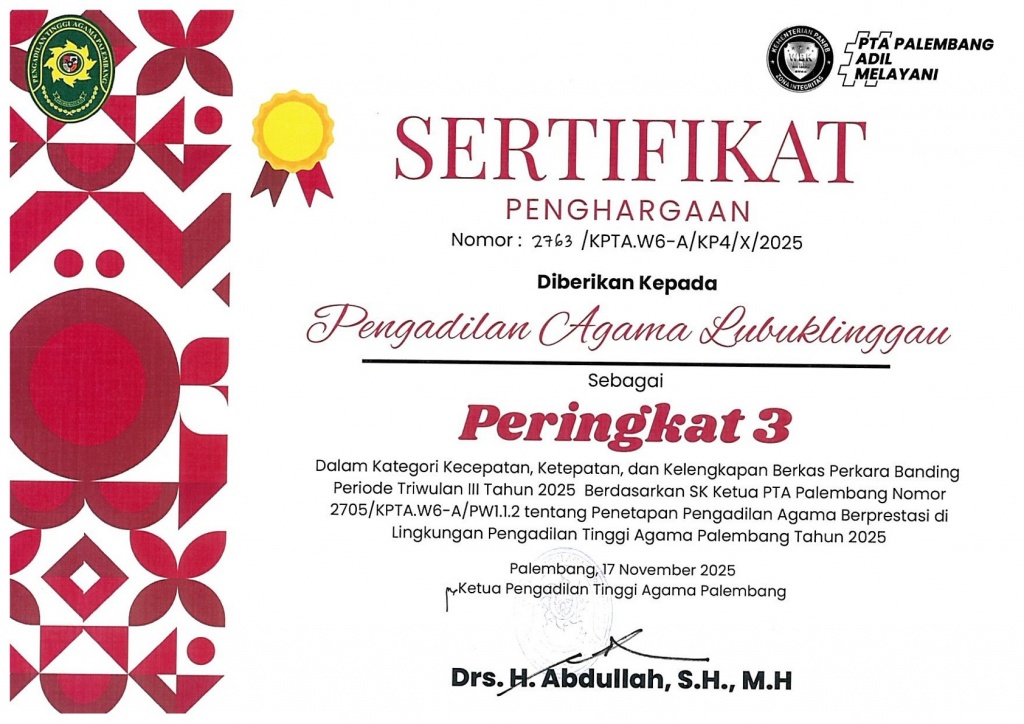 Sertifikat Penghargaan Triwulan III Pengadilan Agama Lubuk Linggau_4.jpg